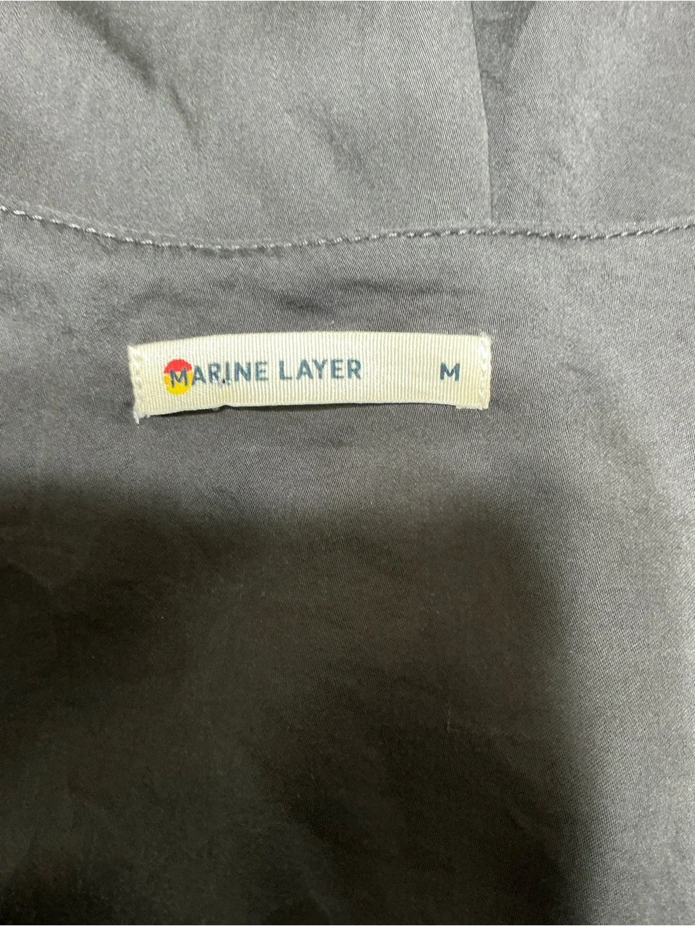 Marine Layer Rory long-sleeve ruffle blouse in charcoal Medium